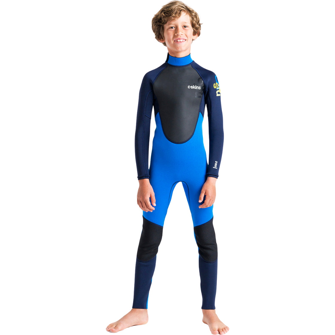 2026 C-Skins Junior Element 3/2mm Back Zip Wetsuit C-EL32STJ - Cyan / Slate / Multi